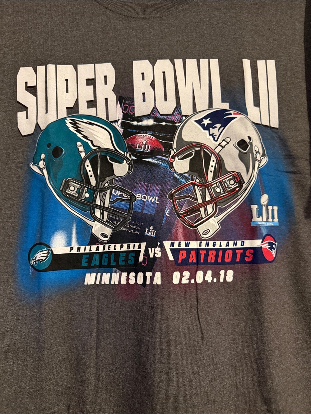 Philadelphia Eagles 2018 Fanatics Pro Line NFL Gray SUPERBOWL Tee - Picture 2 of 4